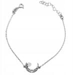 Lovrin Finom, divatos 925-ös ezüst karkötő áttört holddal és szívvel (Lovrin108150)