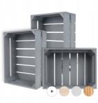 Creative Deco 3 x Fa deszka láda szürke doboz nagy játék láda 40x30x15 (X001WRVOIP)