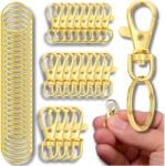 EdiBazzar Fém arany kulcstartó karabiner kulcskarikák 20db medál (Metalowy Brelok do kluczy karabińczyk)