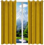 NOW-ART Velúr függönyök 140x240 kész függöny szett sima választható színekben (Zasłony welurowe na kółkach 240 musztardowe)