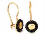 Lovrin Arany fülbevaló 585-ös karikán, kerek, fekete cirkónia kövekkel, 14 karátos (Lovrin)
