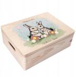 Creative Deco Húsvéti fadoboz gravírozással ajándék gyerekeknek édesség 40x30 (JANCDSD140CUSTOMTWOBUNNYBOXFBM)