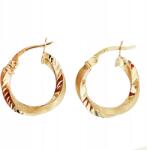 Lovrin Arany fülbevaló 585-ös, csavart karika, kerek díszítéssel, cirkónia nélkül, ajándékba