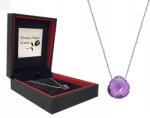 Lovrin 925-ös ezüst nyaklánc ametiszt kővel, szív alakú, gravírozott, elegáns, divatos dizájn (Lovrin)