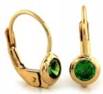  Arany fülbevaló 585-ös angol kapcsos zöld kővel, divatos arany ajándékba (Lovrin)