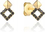 Lovrin Arany fülbevaló 585 női, két rombusszal és fekete kövekkel, ajándékba, 14 karátos (Lovrin)