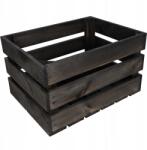 Creative Deco Fából készült láda deszkákból, fekete doboz, nagy tárolóláda játékoknak, 40x30x23 cm (X001XTDO67)