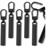  Fekete fém cipzárhúzók szett, 5 darabos, cipzárakhoz, cipzárkocsikhoz, húzók (Zestaw czarnych 5 sztuk metalowych zawieszek)