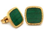 Lovrin Arany fülbevaló 585 malachittal, négyzet alakú, 2.55g, stekkeres, ajándékba