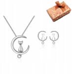  925-ös ezüst ékszerszett női ajándék szett díszdobozban (kot na księżycu)