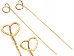Lovrin Divatos arany fülbevaló kövek nélkül, szív alakú, 375 9k-s, átfűzős, 0.77g, 71mm