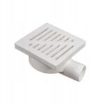 MAAN Oldalirányú csatorna lefolyó műanyag ráccsal, fi 50 100 x 100 mm, Fehér (5181)