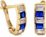 Lovrin Finom, 585-ös arany fülbevaló fehér-kék cirkónia kövekkel, ajándékba