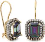 Lovrin Arany fülbevaló 585-ös finomságú, szintetikus misztikus topázzal és cirkónia kövekkel, akasztós (biglis) zárral (Lovrin)