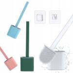  1Mcz Szilikon WC-kefe lapos, állvánnyal, 35 cm, zöld (DSP0335)