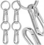 EdiBazzar Fém Kulcstartó Karabinerrel, Kulcskarikákkal, 4 db-os Szett (Metalowy Brelok Do Kluczy Karabińczyk Srebrny)