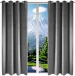 NOW-ART Kész bársony függöny szett 140x220 karikákkal, függöny nappaliba, különböző színekben (Zasłony welurowe na kółkach ciemny szary 220)