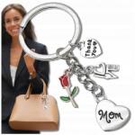 EdiBazzar Kulcstartó, Táska Dísz, Ajándék, Szív Alakú Ezüst Kulcstartó (Srebrny brelok do kluczy serce na dzień mamy)