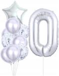  Lufik 10db Ezüst konfetti betű 0 lufi dekoráció szett