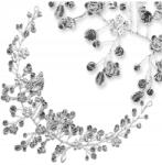 EdiBazzar Ezüst színű, drótos hajpánt esküvőre, gazdagon díszített menyasszonyi fejdísz, diadém cirkónia kövekkel (Opaska na druciku na ślub diadem srebrna)