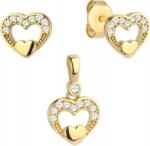 Lovrin Arany szett 585 fülbevaló szív alakú függővel, cirkónia kövekkel, 14k (Lovrin85796)