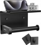 BOTC Wc Papír Tartó Telefontartó Polccal Öntapadós Fekete Fém (HOOK)