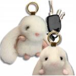 EdiBazzar Kulcstartó mini fehér nyuszi táska medál bolyhos nyuszi pompon (Mini brelok biały Królik zawieszka do torebki)