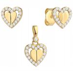 Lovrin Szív alakú 3D fülbevaló medál szett 585 14k arany 1, 75g cirkónia kövekkel (59309390)