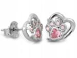 Lovrin 925-ös ezüst fülbevaló szív alakú, kutya tappancs mintával és cirkónia kövekkel, 1, 24g (62115114)