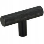 B&B Bútorfogantyú, bordázott, fém, fekete, szekrény- és fiókgomb (G109 CZ)