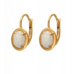 Lovrin 585-ös arany fülbevaló ovális opállal, cirkónia kövekkel, angolkapcsos, nőknek (61143401)