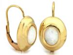 Lovrin Arany fülbevaló, angol kapcsos, 585-ös, ovális fehér opállal, 14 karátos, elegáns mintázat