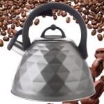 Berretti Indukciós És Gáztűzhelyhez Alkalmas Rozsdamentes Acél Vízforraló 3D Nagy, 3 L-es Űrtartalom Berretti, Síppal (BR-7641)