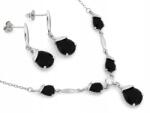 Lovrin Ezüst szett 925-ös finomságú, nyaklánc és fülbevaló fekete kövekkel, 7, 01g (Ciesielscy-KS925)