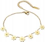  18K arannyal futtatott, virágos, finom sebészeti acél karkötő (BRANSOLETKA ZE STALI CHIRURGICZNEJ 316L 18k)