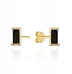 ZŁOCISTO Arany fülbevaló 585 14kt téglalapok fekete kővel, stekkeres 0.91g (Lovrin)