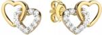 Lovrin Arany fülbevaló 585 két szív cirkónia kövekkel, elegáns női, divatos 14k-s beszúrós (Lovrin 55923)