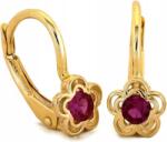 Lovrin Arany fülbevaló 585 virágos, angol kapcsos, rózsaszín kővel, 14K, divatos (50751426)