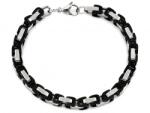 Lovrin Vastag férfi karkötő sebészeti acélból, fekete kiegészítőkkel, 22 cm (56748075)
