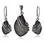 Lovrin 925-ös ezüst ékszerszett szürke gyöngyház berakással nyaklánc és fülbevaló (62475839)