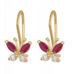 Lovrin Arany fülbevaló gyerekeknek 585 pillangó cirkónia kövekkel, tökéletes ajándék, 14 karátos (61112822)