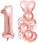  Lufik 10db-os születésnapi szett rózsaszín rózsa konfetti