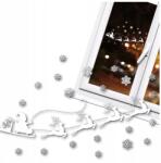  Karácsonyi Ablakmatrica Szett Hópehely, Szánkó, Ünnepi Dekoráció (Naklejek na szybę okno śnieżynki sanie)