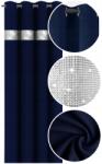 NOW-ART Kész függöny cirkóniákkal 145x220 glamour stílusban, karikákkal, flitteres függöny (Zasłona gładka klasyczna 220 z cyrkoniami)