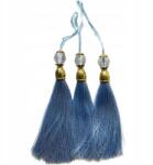 Gipiurowo Aranyszínű gyöngyökkel díszített fülbevaló, világos kék, 12 cm (chwost)