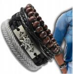  Férfi bőr karkötő szett zsinórral és gyöngyökkel, ekologicznabőrből (5905884062838)