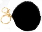 EdiBazzar Kulcstartó Pompon szőrme kézitáska női táska fekete arany boho (Brelok Dodatek Do Kluczy Futrzany Pompon)