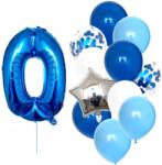  12 db-os születésnapi Lufik kék konfetti 0 betűvel