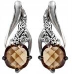 Lovrin Elegáns 925-ös ezüst fülbevaló borostyán cirkónia kövekkel, angol kapcsos ajándéknak is kiváló (Lovrin107598)