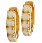 Lovrin Aranyozott 925-ös ezüst fülbevaló, apró karikák fehér opálokkal ajándék